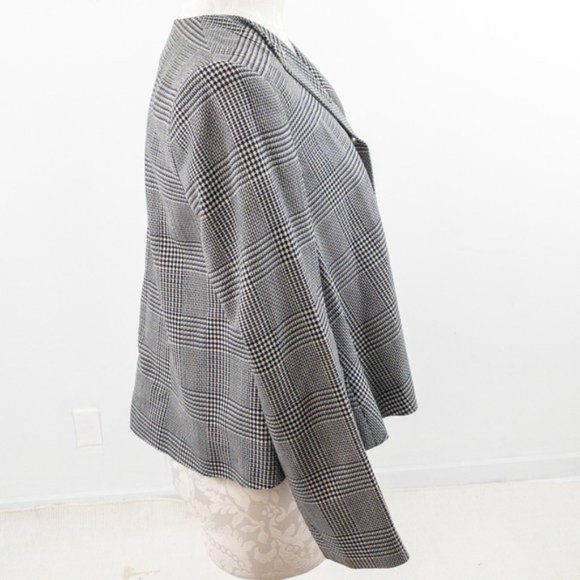 Vintage 80s 4 Wool Houndstooth Print Swing Blazer - Picture 7 of 11